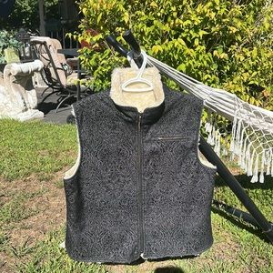 Vintage Sno Skins reversible Vest Womens Large  Fluffy Fleece Full Zip